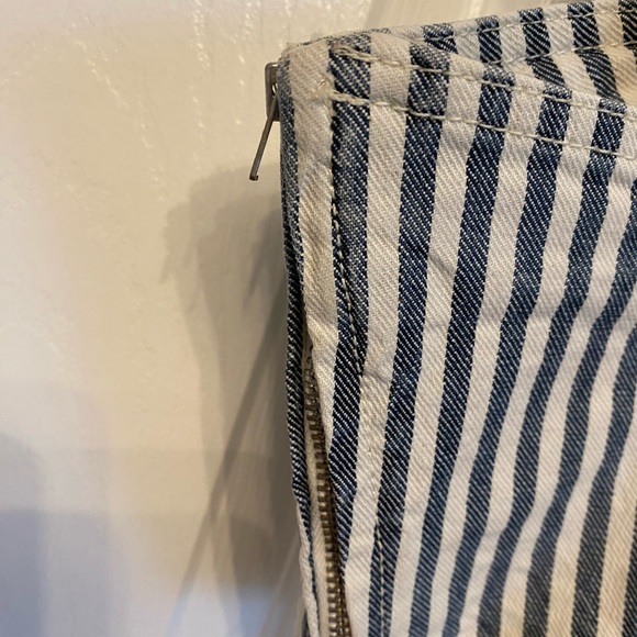 Zara Tank Top Crop Shirt Stripe Bra Top Blue Cream Denim Jean Fabric Small S NWT - Picture 7 of 10